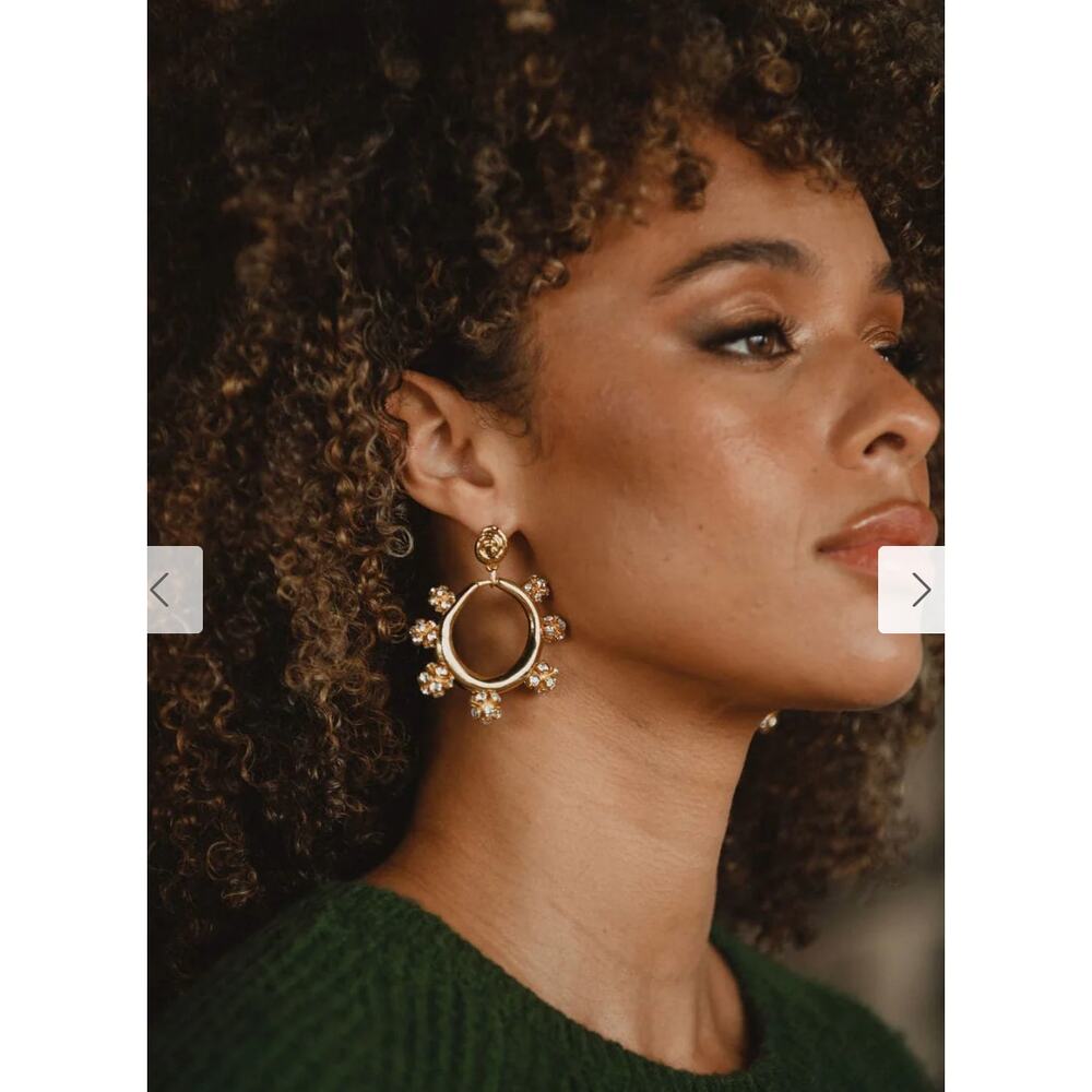 Rae Gold Rhinestone Statement Earrings - Picture 2 of 6